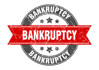 bankruptcy round stamp with red ribbon. bankruptcy