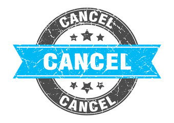 Fototapeta premium cancel round stamp with turquoise ribbon. cancel