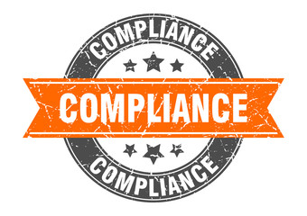Fototapeta premium compliance round stamp with orange ribbon. compliance
