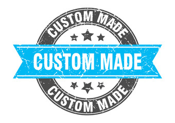 custom made round stamp with turquoise ribbon. custom made
