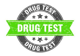 Obraz premium drug test round stamp with green ribbon. drug test