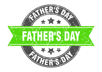 Obraz premium father's day round stamp with green ribbon. father's day