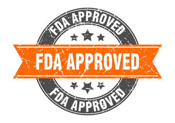 fda approved round stamp with orange ribbon. fda approved
