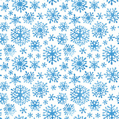 Christmas seamless doodle pattern with snowflakes
