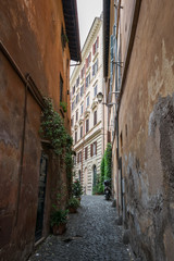 Rome street in the Trastevere neighborhood