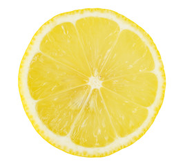 Slice of fresh half lemon isolated on white background.