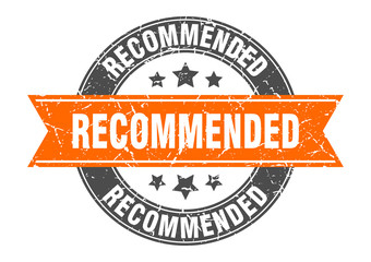 recommended round stamp with orange ribbon. recommended
