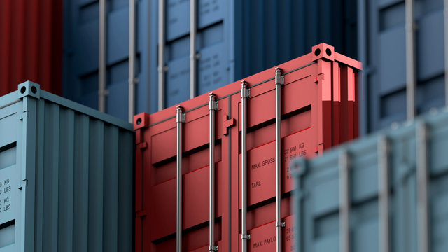 Stack of containers box, Cargo freight ship for import export logistics