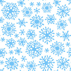 Christmas seamless doodle pattern with snowflakes