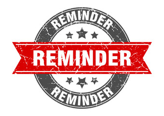 reminder round stamp with red ribbon. reminder