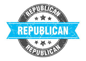 Fototapeta premium republican round stamp with turquoise ribbon. republican