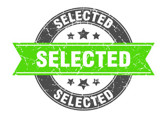 selected round stamp with green ribbon. selected