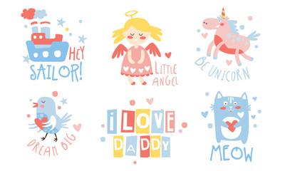 Set of cute images for the baby. Vector illustration.