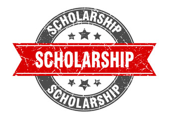 scholarship round stamp with red ribbon. scholarship