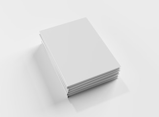Blank book hardcover pile mockup isolated on white background 3D rendering