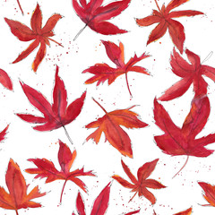 Maple leaves in watercolors repeat pattern