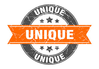 unique round stamp with orange ribbon. unique