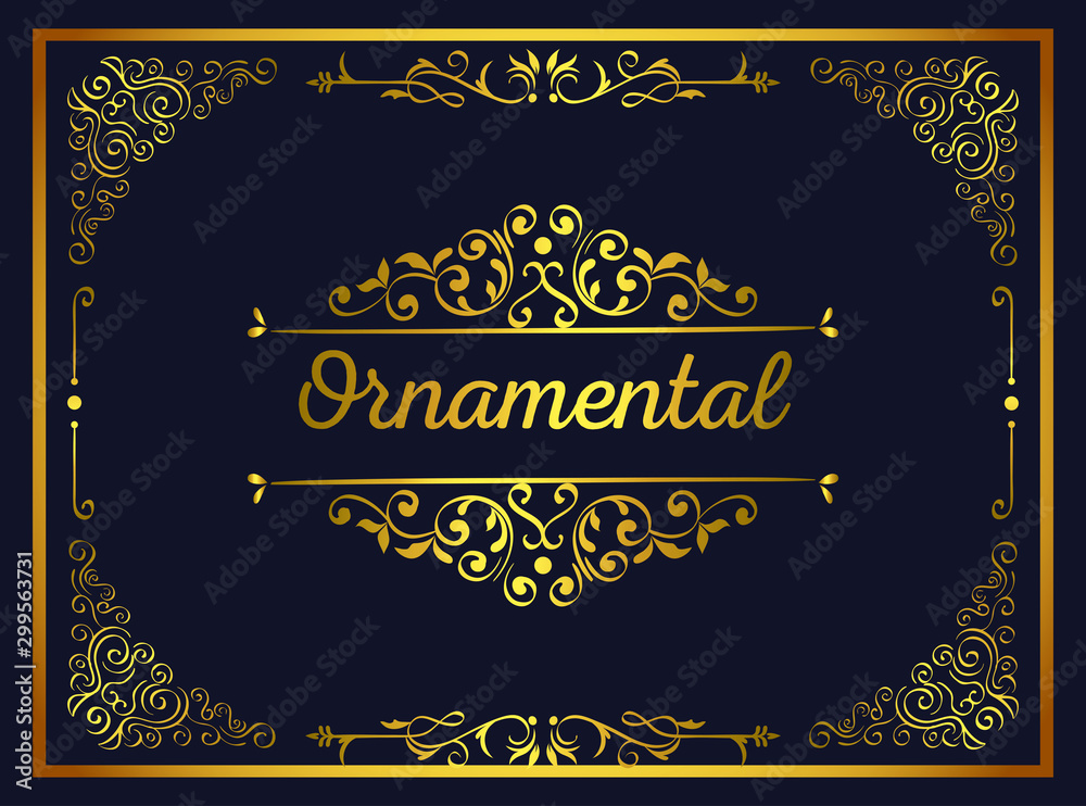 Sticker elegant golden ornamental frame icons vector illustration design