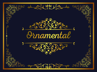 elegant golden ornamental frame icons vector illustration design
