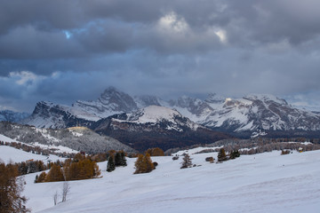 Alpe di Siusi in winter, Dolomite, Italy
