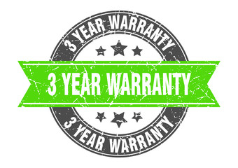 Obraz premium 3 year warranty round stamp with green ribbon. 3 year warranty