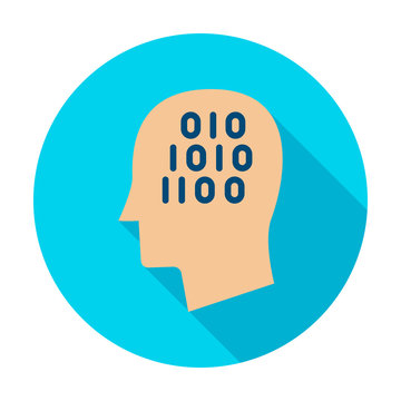 Man Head Binary Code Circle Icon