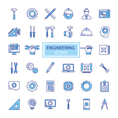 bundle of engineering set icons vector illustration design