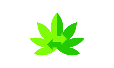 Marijuana leaf. Medical cannabis. cannabis or marijuana recycling logo design template. 