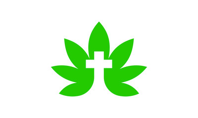 Cannabis cross logo design template. Marijuana leaf. Medical cannabis. 