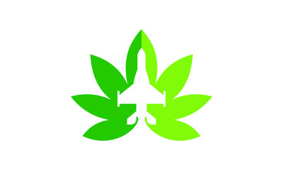 Cannabis or marijuana jet logo design template. Marijuana leaf. Medical cannabis. 