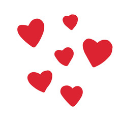  Doodle sketch red hearts on a white background. Simple flat illustration.
