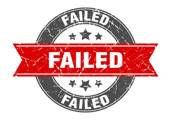 failed round stamp with red ribbon. failed