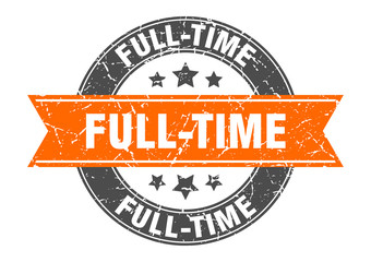 full-time round stamp with orange ribbon. full-time