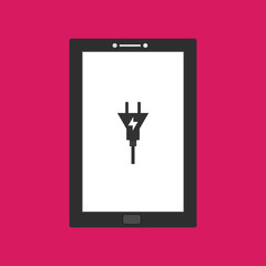 modern plug icon,charging icon with tablet smartphone flat illustration of Power plug vector icon for web