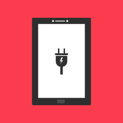 modern plug icon,charging icon with tablet smartphone flat illustration of Power plug vector icon for web
