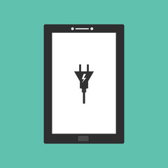 modern plug icon,charging icon with tablet smartphone flat illustration of Power plug vector icon for web