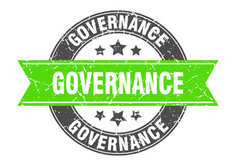 Fototapeta premium governance round stamp with green ribbon. governance