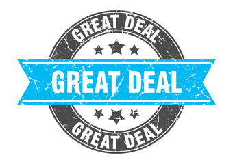 Obraz premium great deal round stamp with turquoise ribbon. great deal