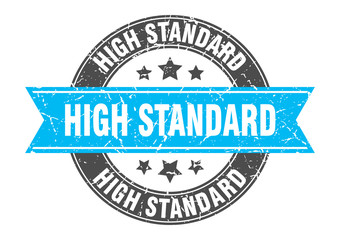 high standard round stamp with turquoise ribbon. high standard