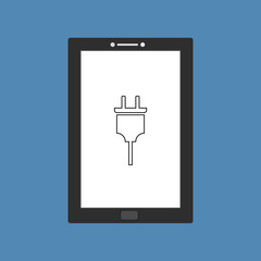 design warning charging icon with tablet smartphone. flat illustration of Power plug vector icon for web