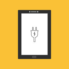 design warning charging icon with tablet smartphone. flat illustration of Power plug vector icon for web