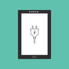 Power plug, power supply, charge tablet smartphone vector icon Flat illustration