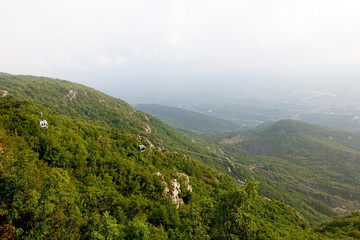 Fototapeta premium View of the cable car from Mount Dayti