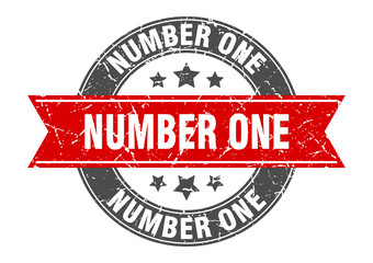 number one round stamp with red ribbon. number one