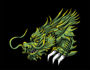 The Awesome Illustration dragon logo mascot vector © garvaswashburn