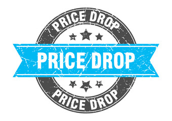 price drop round stamp with turquoise ribbon. price drop