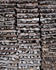 closeup of pile of firewood