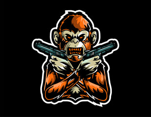 The Awesome Illustration monkey logo mascot vector