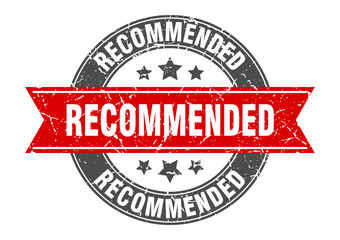 recommended round stamp with red ribbon. recommended