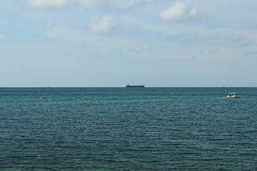 seascape in the open sea with a view of the ships